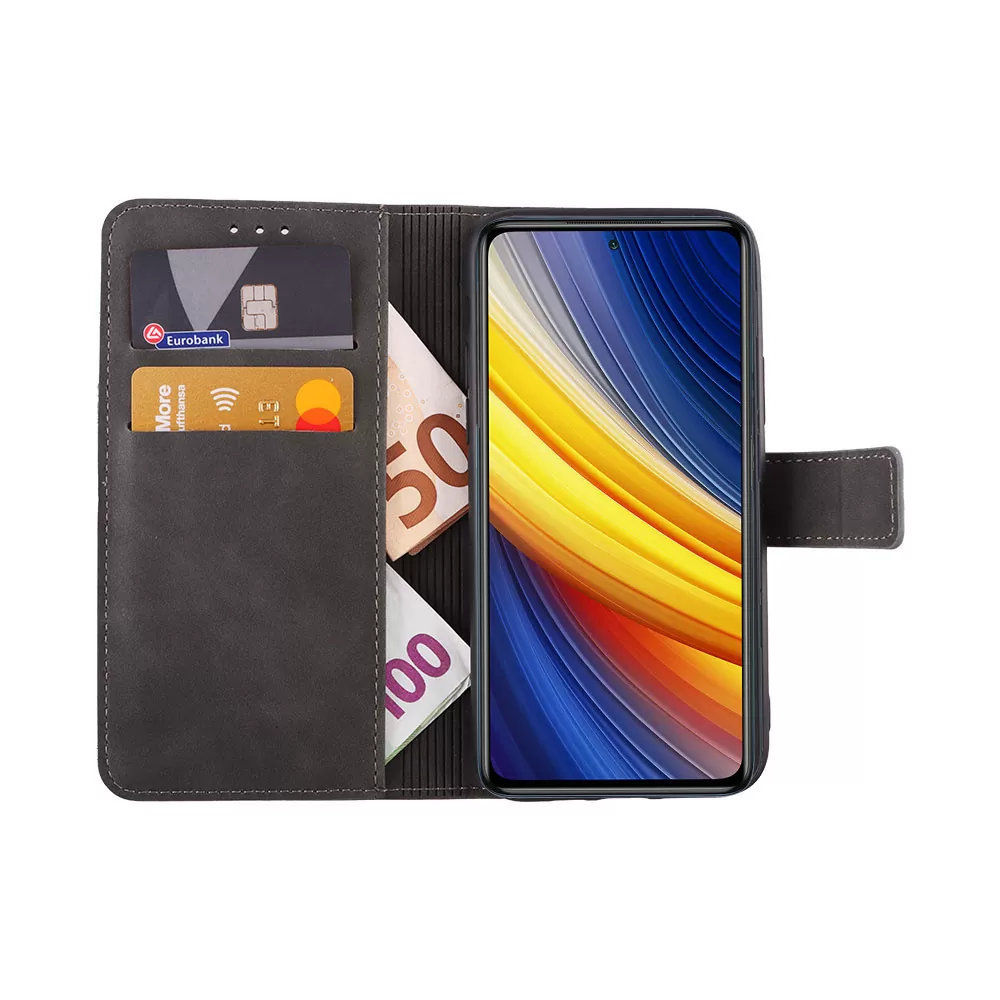 LIME ESSENTIAL ΘΗΚΗ XIAOMI POCO X3/POCO X3 PRO 6.67in  MAGNET BOOK STAND CLIP GREY - Image 4