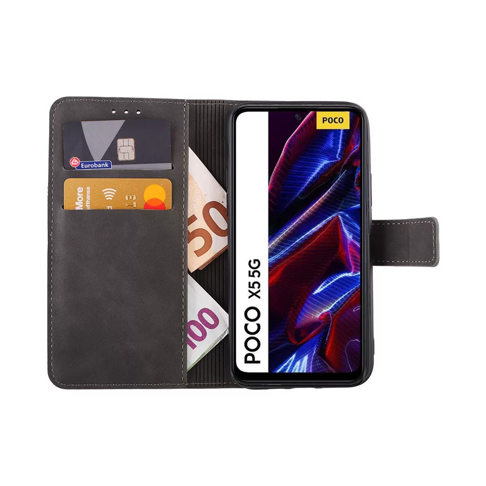 LIME ESSENTIAL ΘΗΚΗ XIAOMI POCO X5 5G 6.67in  MAGNET BOOK STAND CLIP GREY - Image 4