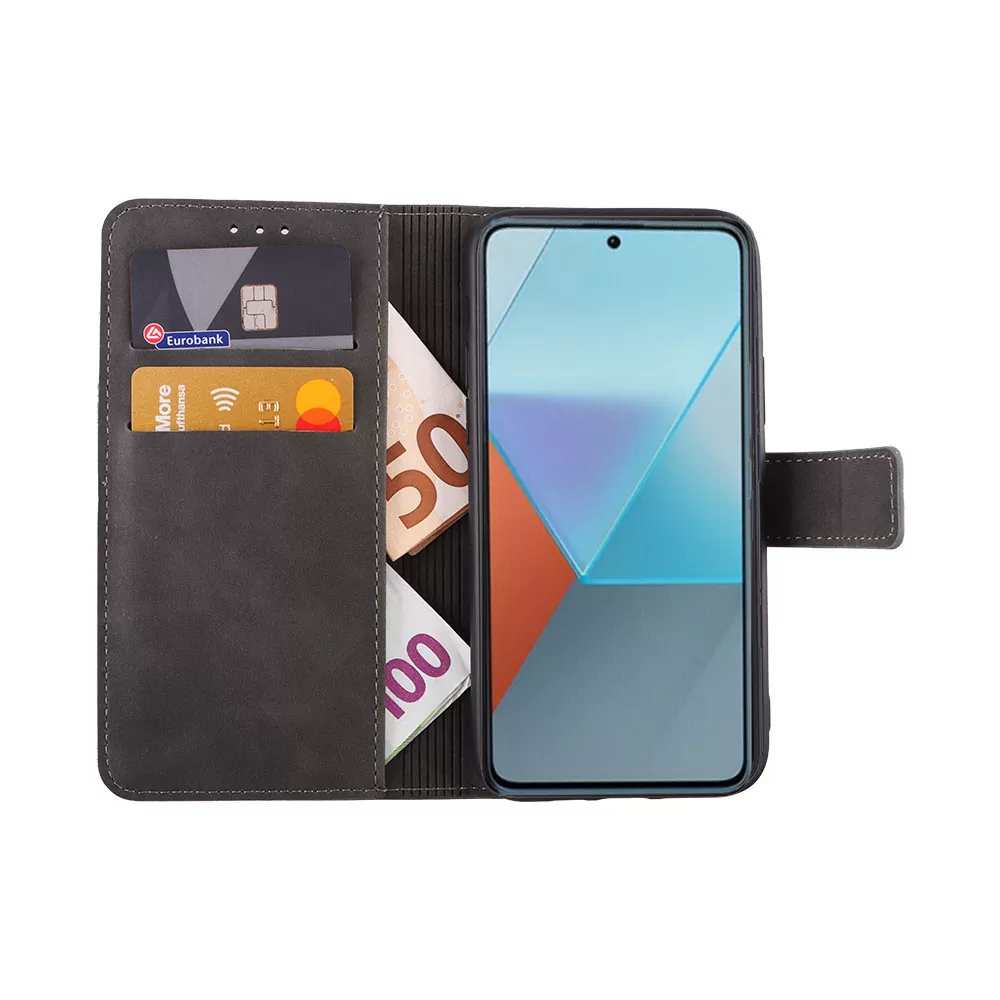LIME ESSENTIAL ΘΗΚΗ XIAOMI REDMI NOTE 13 PRO 5G 6.67in  MAGNET BOOK STAND CLIP GREY - Image 5