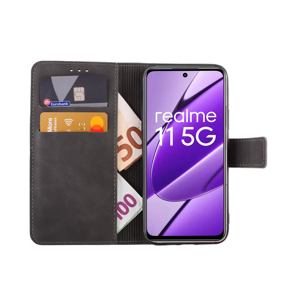 LIME ESSENTIAL ΘΗΚΗ REALME C67 5G/REALME 11 5G 6.72in  MAGNET BOOK STAND CLIP GREY - Image 5
