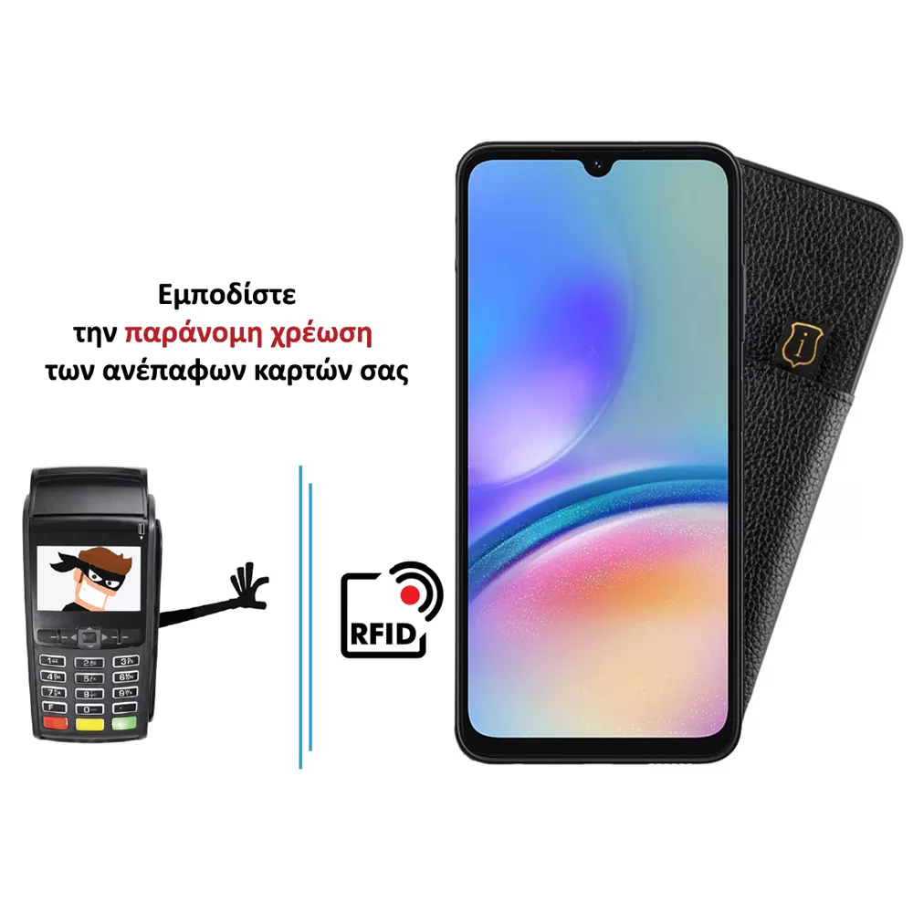 IDOL 1991 ANTI-RFID LEATHER SMART WALLET ΘΗΚΗ SAMSUNG A05s 4G A057/F14 4G E145 6.7in CAMERA GUARD BLACK - Image 4