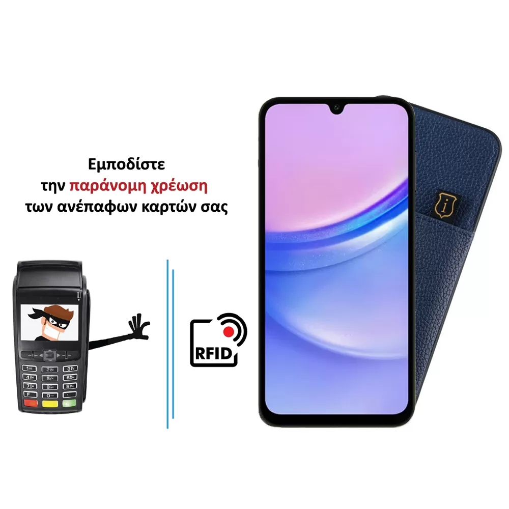IDOL 1991 ANTI-RFID LEATHER SMART WALLET ΘΗΚΗ SAMSUNG A15 4G A155/A15 5G A156 6.4in CAMERA GUARD BLUE - Image 4
