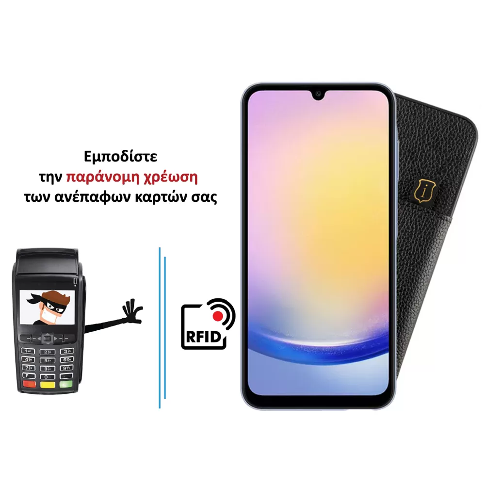 IDOL 1991 ANTI-RFID LEATHER SMART WALLET ΘΗΚΗ SAMSUNG A25 5G A256 6.5in CAMERA GUARD BLACK - Image 4