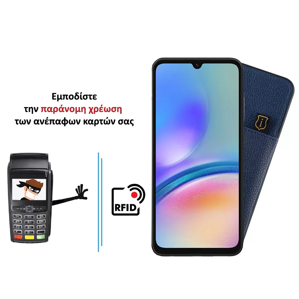 IDOL 1991 ANTI-RFID LEATHER SMART WALLET ΘΗΚΗ SAMSUNG A25 5G A256 6.5in CAMERA GUARD BLUE - Image 4