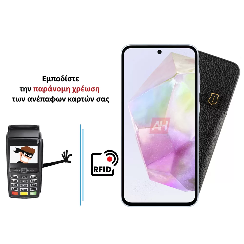 IDOL 1991 ANTI-RFID LEATHER SMART WALLET ΘΗΚΗ SAMSUNG A35 5G A356 6.6in CAMERA GUARD BLACK - Image 4
