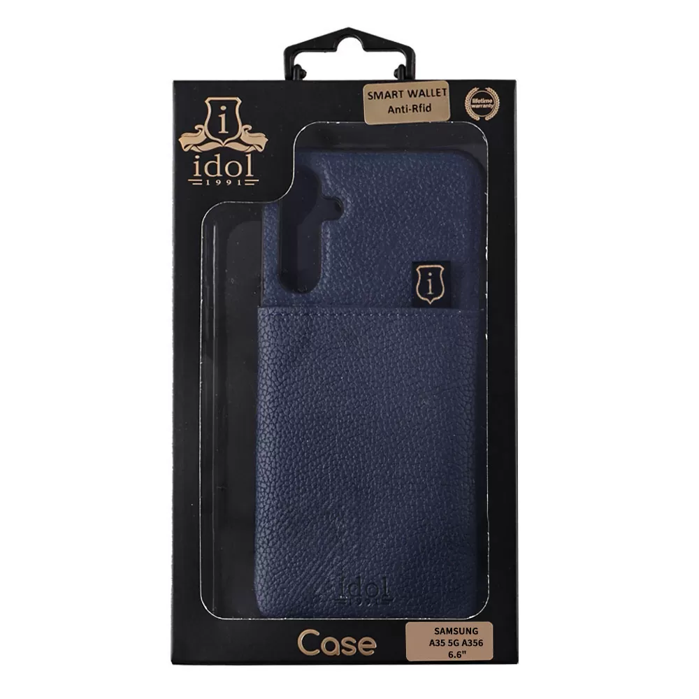 IDOL 1991 ΘΗΚΗ SAMSUNG A35 5G A356 6.6" ANTI-RFID LEATHER SMART WALLET CAMERA GUARD BLUE - Image 2