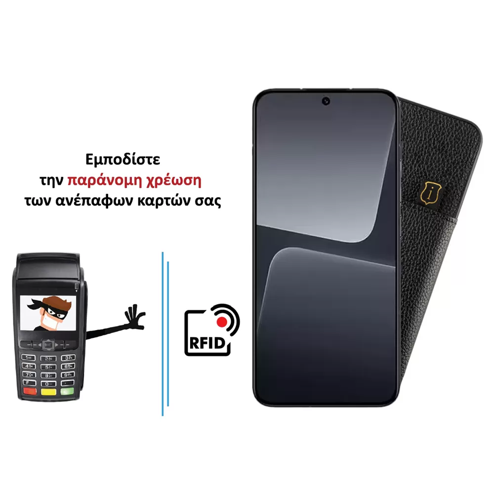 IDOL 1991 ANTI-RFID LEATHER SMART WALLET ΘΗΚΗ XIAOMI 14 5G 6.36in CAMERA GUARD BLACK - Image 4