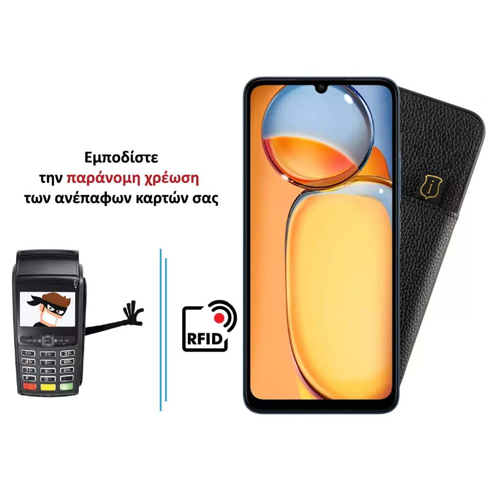 IDOL 1991 ANTI-RFID LEATHER SMART WALLET ΘΗΚΗ XIAOMI REDMI 13C 4G/5G 6,74in CAMERA GUARD BLACK - Image 4