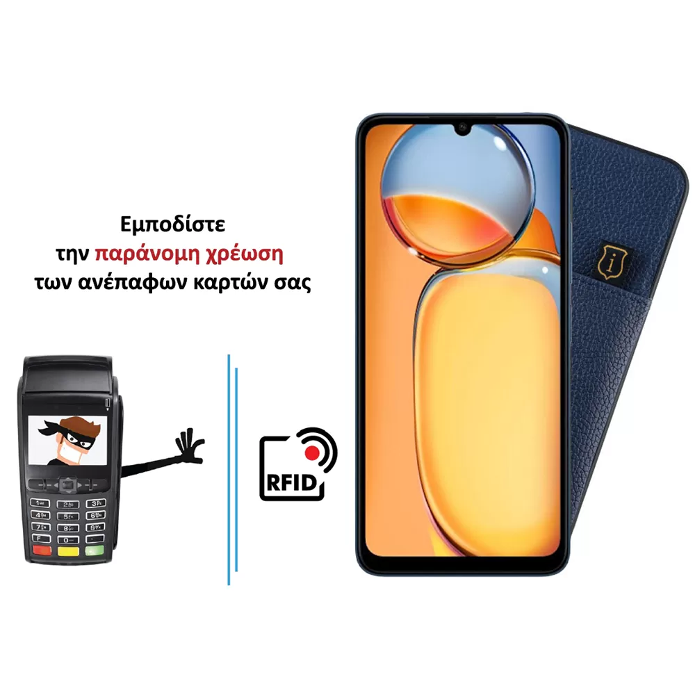 IDOL 1991 ANTI-RFID LEATHER SMART WALLET ΘΗΚΗ XIAOMI REDMI 13C 4G/5G 6,74in CAMERA GUARD BLUE - Image 4