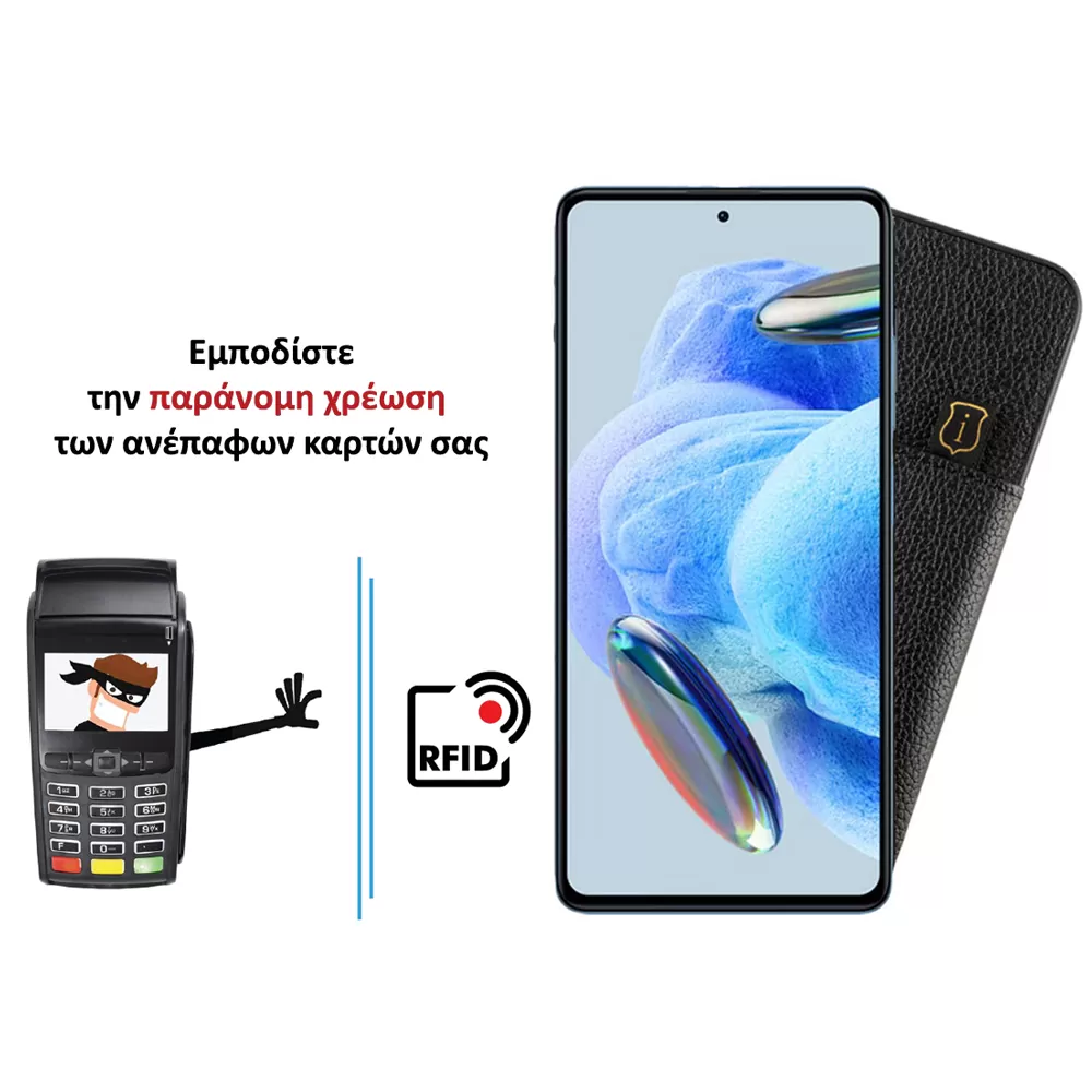 IDOL 1991 ANTI-RFID LEATHER SMART WALLET ΘΗΚΗ XIAOMI REDMI NOTE 12 PRO 4G 6.67in FULL CAMERA PROTECTION BLACK - Image 4