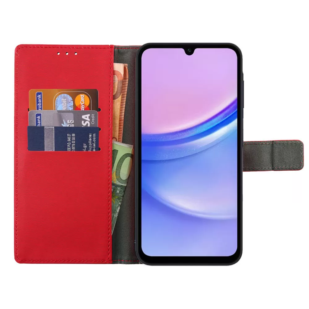 VOLTE-TEL ALLURE ΘΗΚΗ SAMSUNG A15 4G A155/A15 5G A156 6.4in  MAGNET BOOK STAND CLIP RED - Image 6