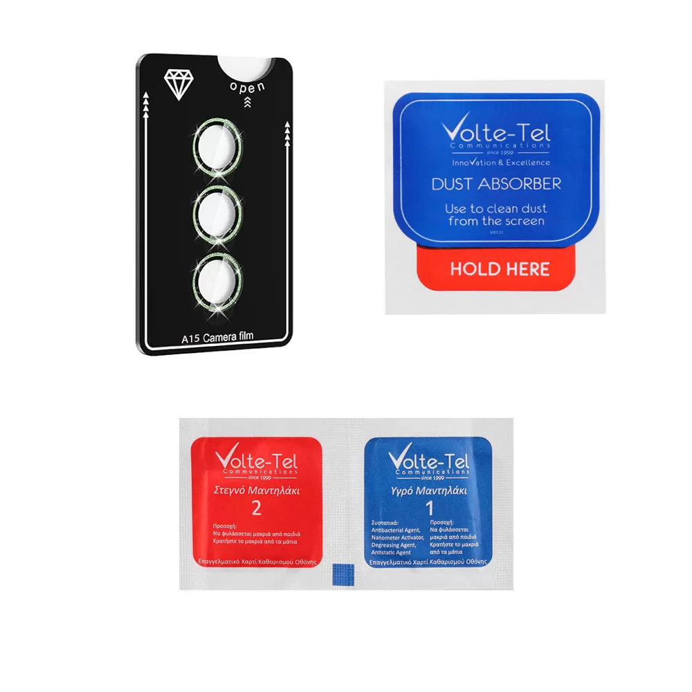 VOLTE-TEL CAMERA GLASS COVER SAMSUNG A15 4G A155/A15 5G A157 6.4in 9H 0.30MM EASY APPLICATION GREEN - Image 3