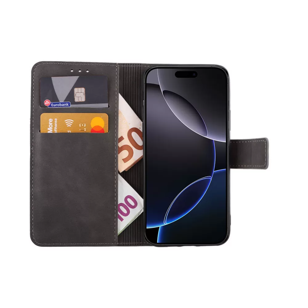 LIME ESSENTIAL ΘΗΚΗ IPHONE 16 PRO MAX 6.9in  MAGNET BOOK STAND CLIP GREY - Image 5
