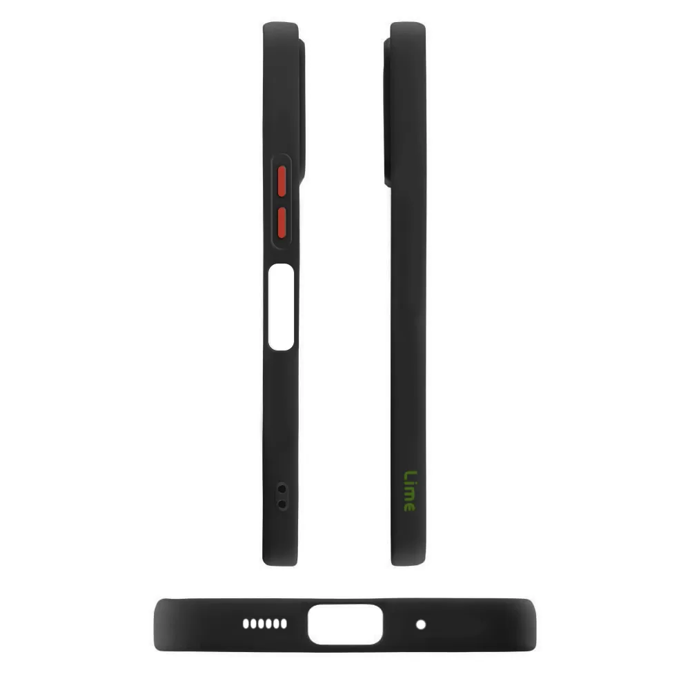LIME HARDSHELL FUSION ΘΗΚΗ XIAOMI REDMI 13/ POCO M6 4G 6,79in  FULL CAMERA PROTECTION BLACK WITH RED KEYS - Image 5