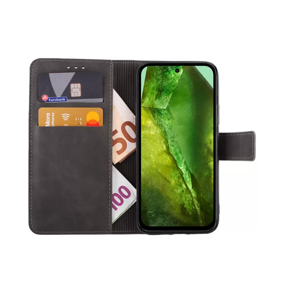 LIME ESSENTIAL ΘΗΚΗ GOOGLE PIXEL 8A 5G 6.1in  MAGNET BOOK STAND CLIP GREY - Image 5