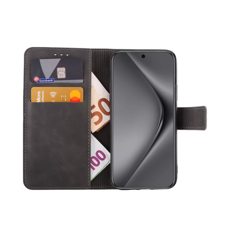 LIME ESSENTIAL ΘΗΚΗ HUAWEI PURA 70 PRO 6.8in  MAGNET BOOK STAND CLIP GREY - Image 5