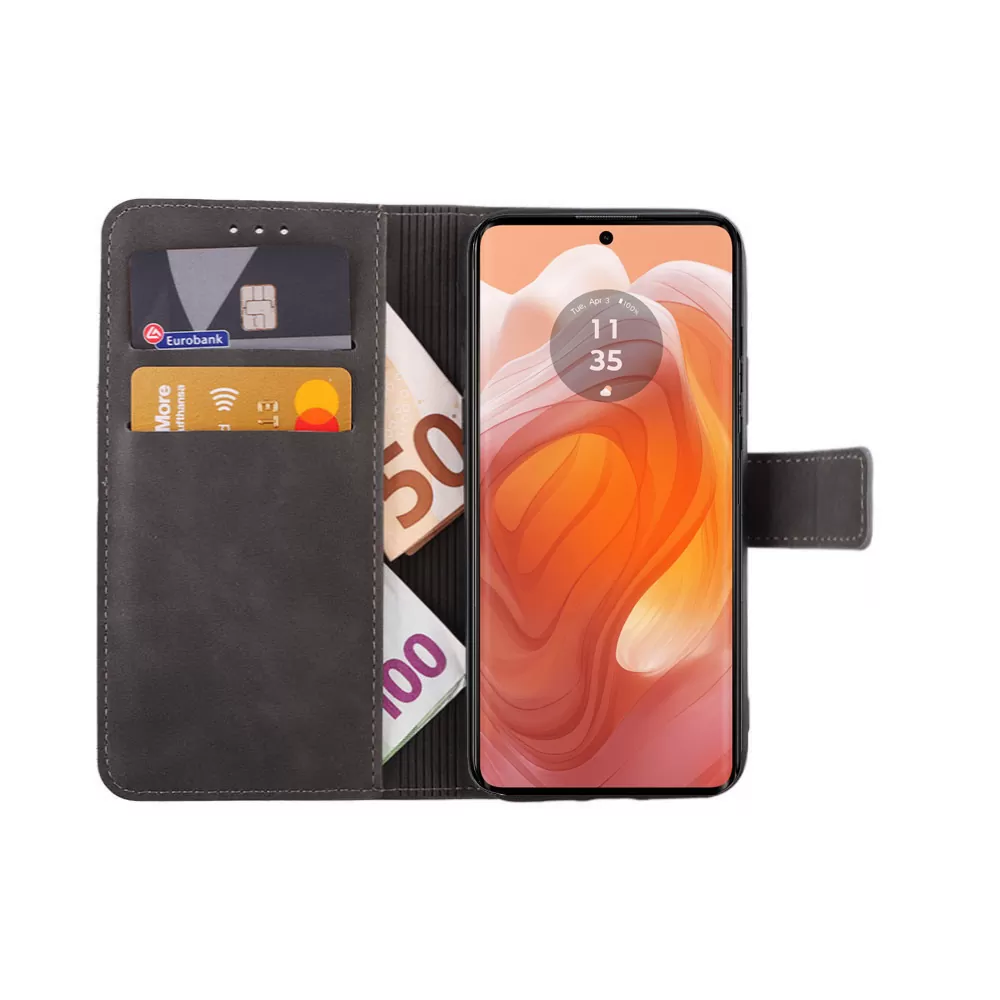 LIME ESSENTIAL ΘΗΚΗ MOTOROLA MOTO EDGE 50 ULTRA XT2401-1 6.7in  MAGNET BOOK STAND CLIP GREY - Image 5
