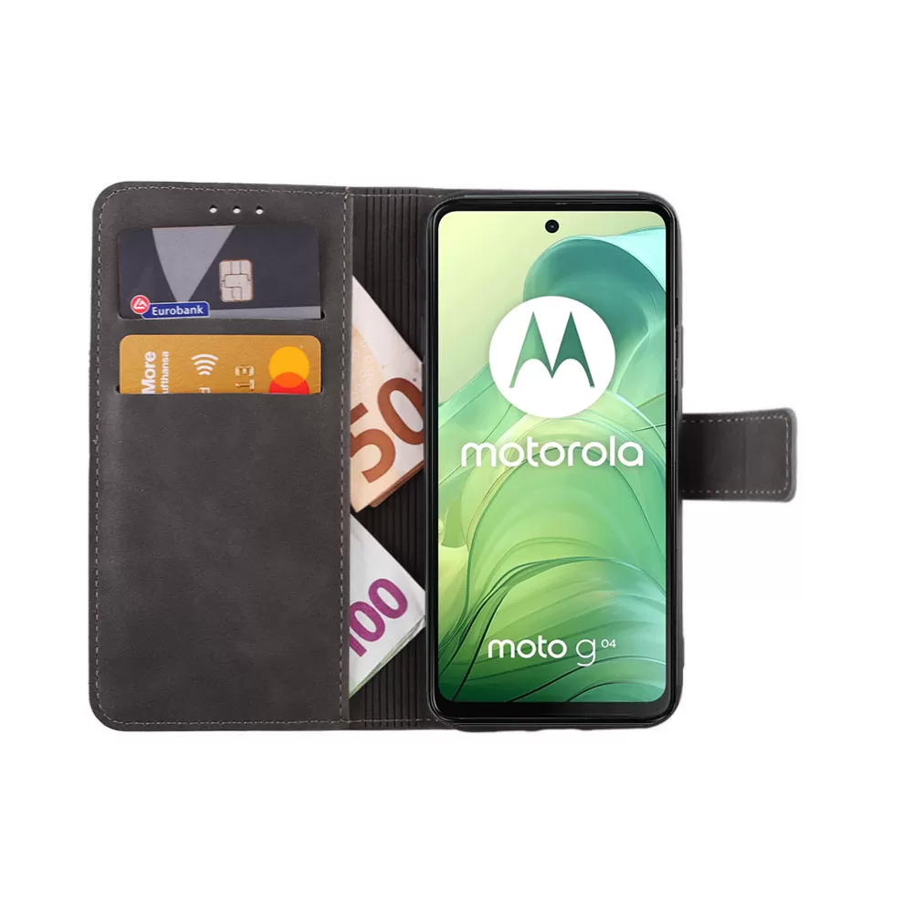 LIME ESSENTIAL ΘΗΚΗ MOTOROLA MOTO G04/MOTO G24/MOTO G04s 6.56in  MAGNET BOOK STAND CLIP GREY - Image 5
