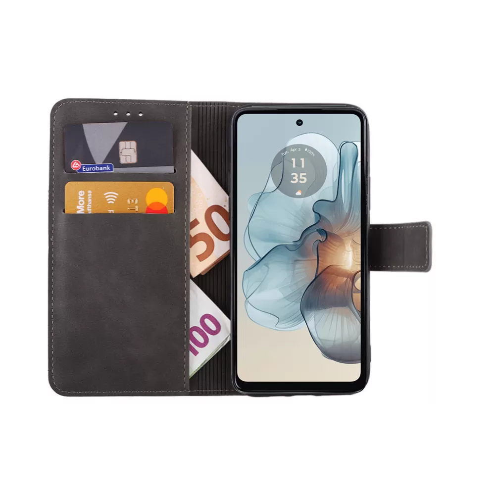 LIME ESSENTIAL ΘΗΚΗ MOTOROLA MOTO G24 POWER XT2425-4 6.56in  MAGNET BOOK STAND CLIP GREY - Image 5