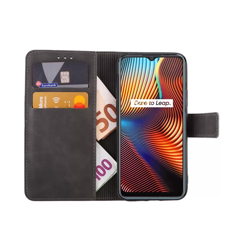 LIME ESSENTIAL ΘΗΚΗ REALME 7i GLOBAL VERSION 6.5in  MAGNET BOOK STAND CLIP GREY - Image 5
