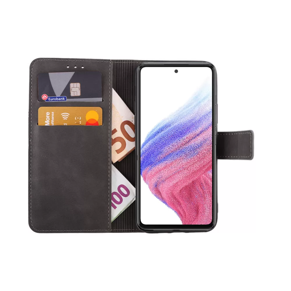 LIME ESSENTIAL ΘΗΚΗ SAMSUNG A53 5G A536 6.5in  MAGNET BOOK STAND CLIP GREY - Image 5
