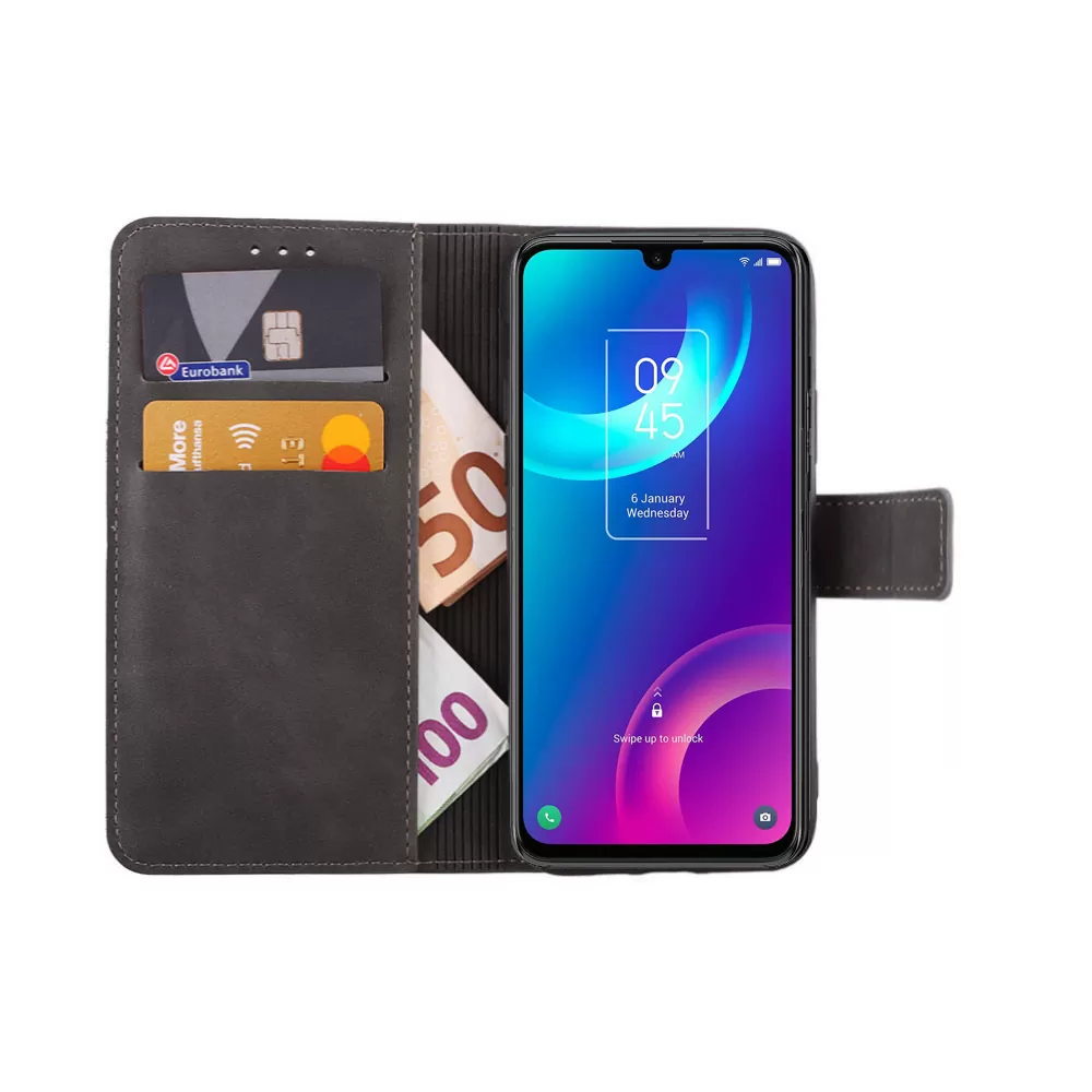 LIME ESSENTIAL ΘΗΚΗ TCL 30/30 5G/30+ 6.7in  MAGNET BOOK STAND CLIP GREY - Image 5