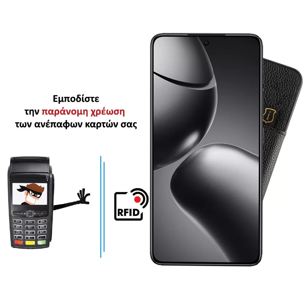 IDOL 1991 ANTI-RFID LEATHER SMART WALLET ΘΗΚΗ XIAOMI 14T 5G 6.67in CAMERA GUARD BLACK - Image 4