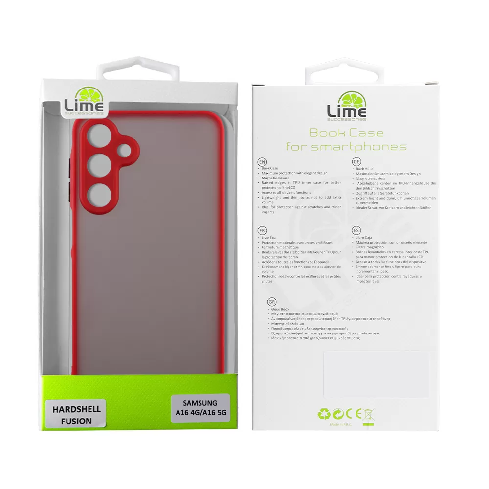 LIME HARDSHELL FUSION ΘΗΚΗ SAMSUNG A16 4G A165/A16 5G A166 6.7in  FULL CAMERA PROTECTION RED WITH BLACK KEYS - Image 2