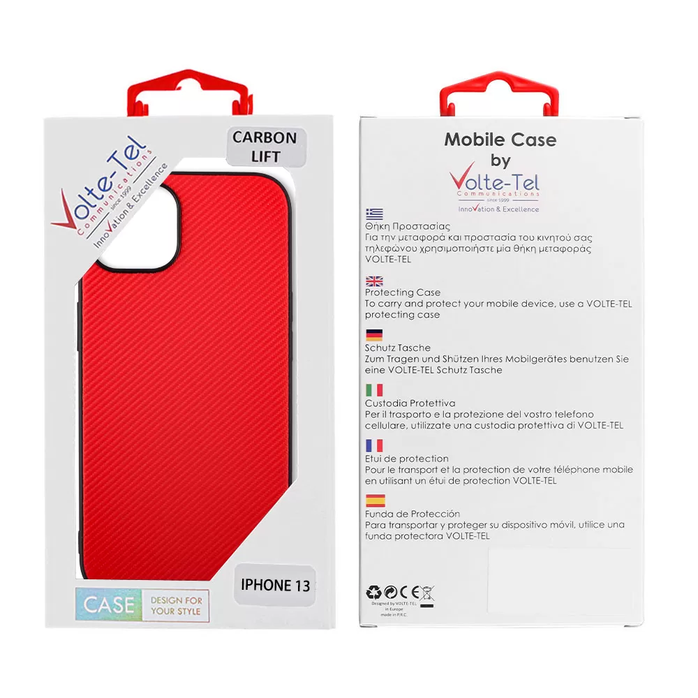 VOLTE-TEL CARBON LIFT ΘΗΚΗ IPHONE 13 6.1in  CAMERA GUARD RED - Image 2