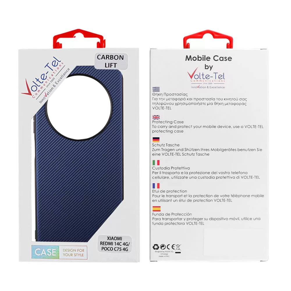 VOLTE-TEL CARBON LIFT ΘΗΚΗ XIAOMI REDMI 14C/ REDMI A4/ POCO C75 6.88in  CAMERA GUARD BLUE - Image 2