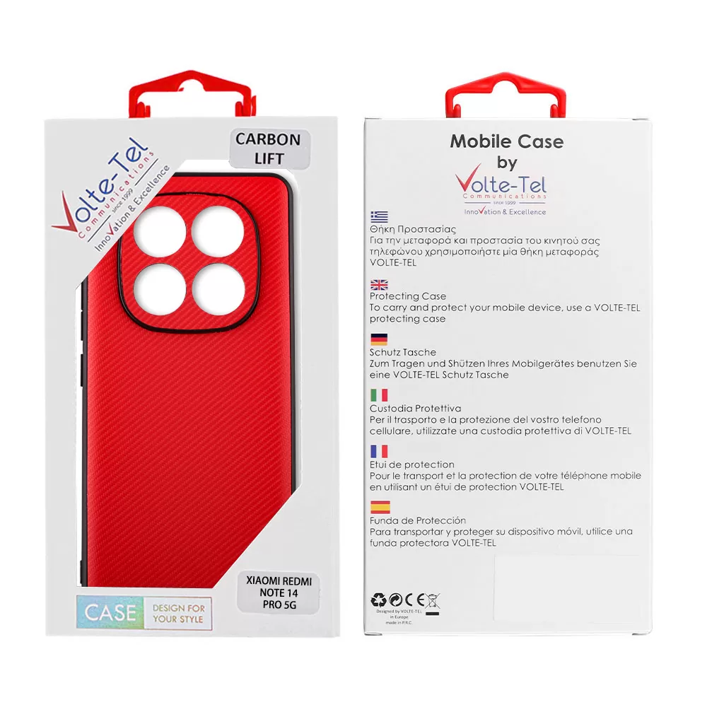 VOLTE-TEL CARBON LIFT ΘΗΚΗ XIAOMI REDMI NOTE 14 PRO 5G/POCO X7 6.67in  FULL CAMERA PROTECTION RED - Image 2
