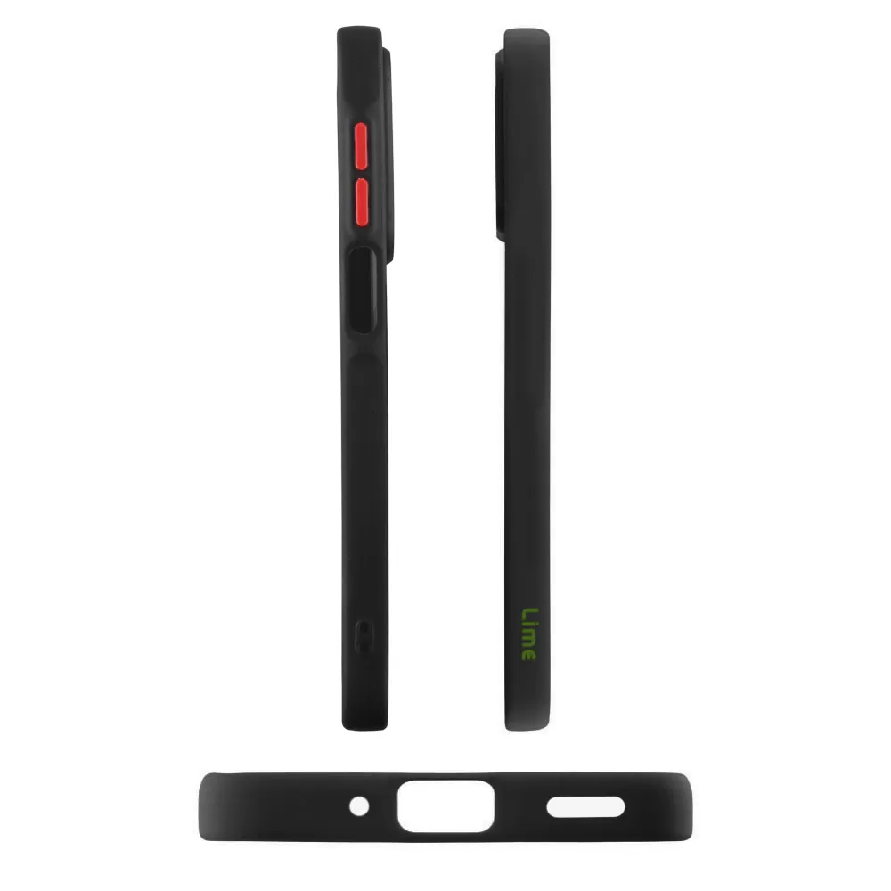 LIME HARDSHELL FUSION ΘΗΚΗ XIAOMI REDMI 14C/ REDMI A4/ POCO C75/ POCO M7 5G 6.88in  FULL CAMERA PROTECTION BLACK WITH RED KEYS - Image 5