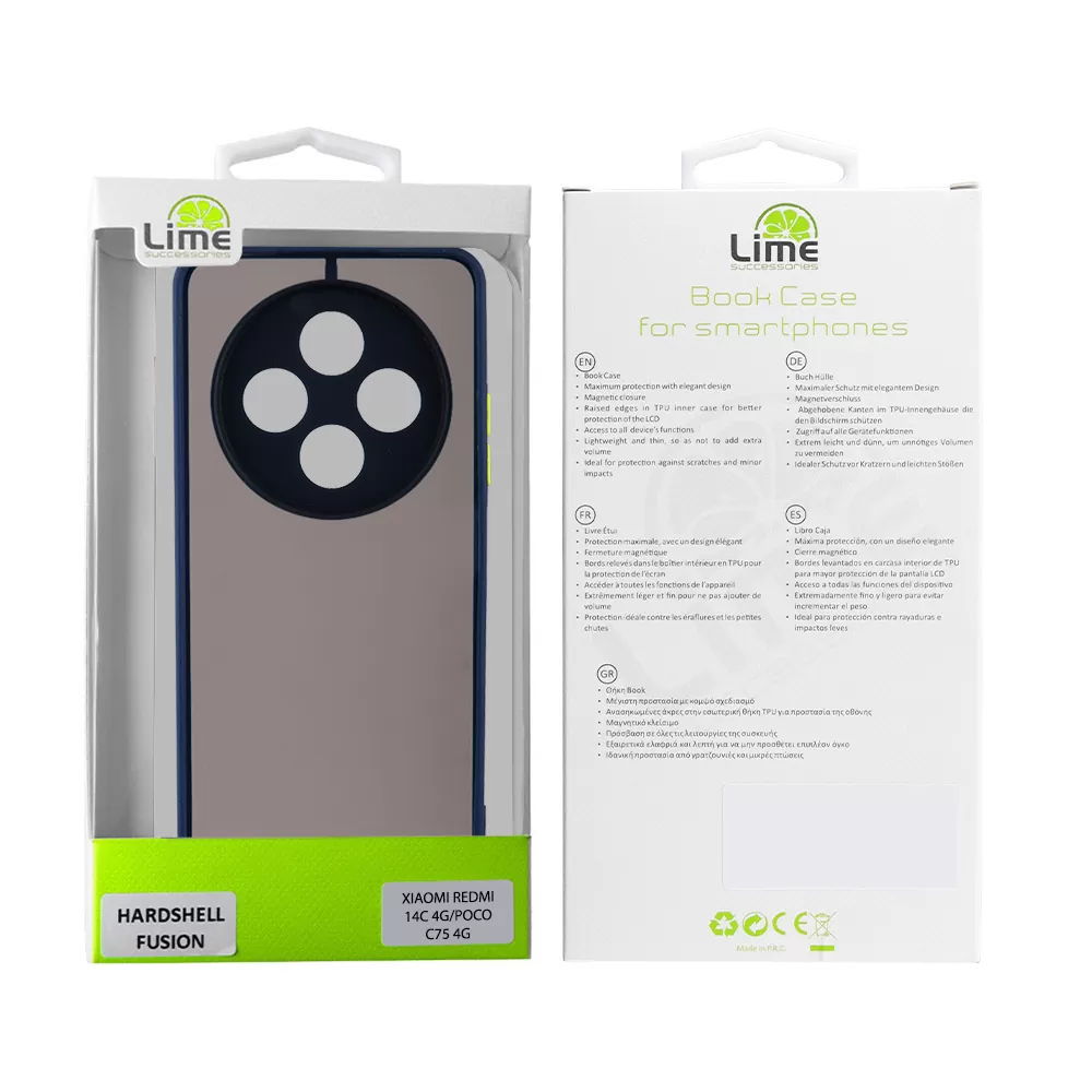 LIME HARDSHELL FUSION ΘΗΚΗ XIAOMI REDMI 14C/ REDMI A4/ POCO C75/ POCO M7 5G 6.88in  FULL CAMERA PROTECTION BLUE WITH YELLOW KEYS - Image 2