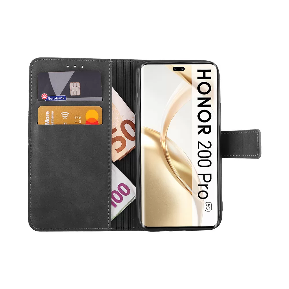 LIME ESSENTIAL ΘΗΚΗ HONOR 200 PRO 5G 6.78in  MAGNET BOOK STAND CLIP GREY - Image 5