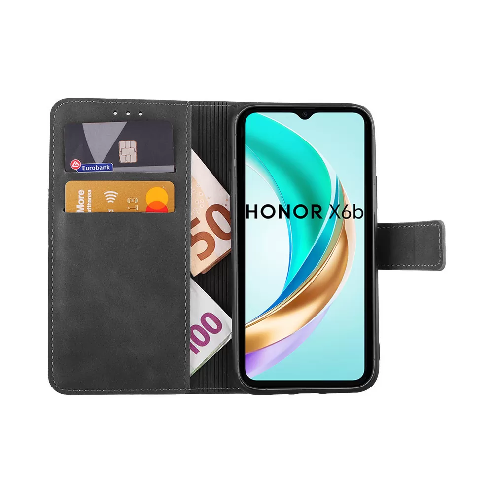LIME ESSENTIAL ΘΗΚΗ HONOR X6B 4G 6.56in  MAGNET BOOK STAND CLIP GREY - Image 5