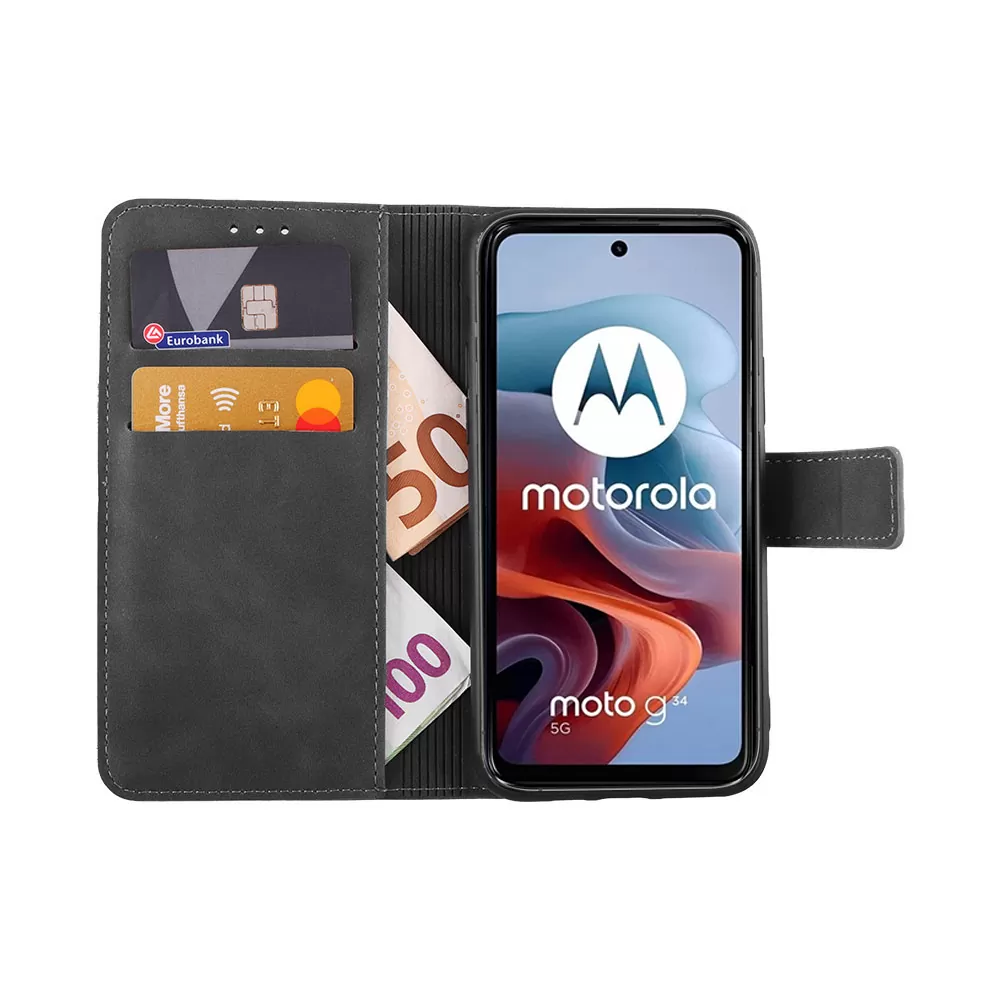 LIME ESSENTIAL ΘΗΚΗ MOTOROLA MOTO G34 5G XT2363-3 6.5in  MAGNET BOOK STAND CLIP GREY - Image 5