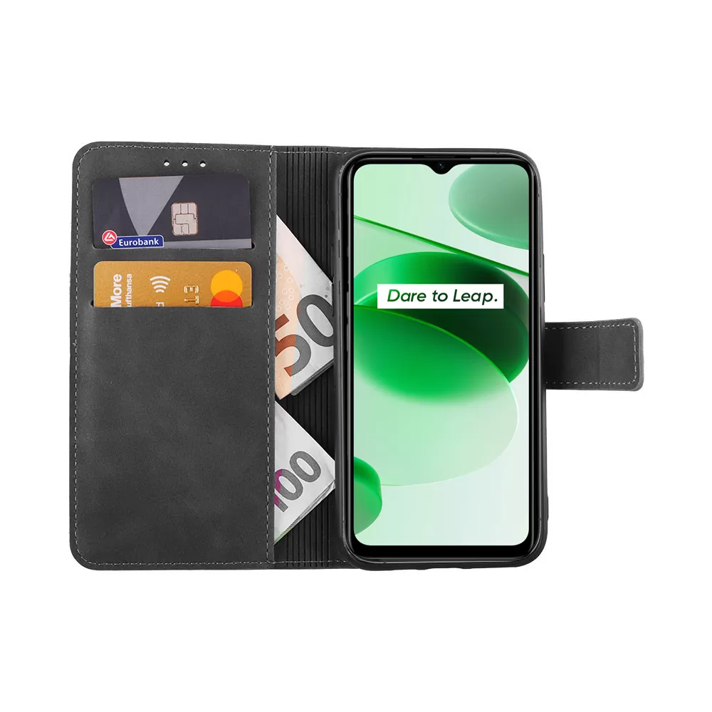 LIME ESSENTIAL ΘΗΚΗ REALME C35 6.6in  MAGNET BOOK STAND CLIP GREY - Image 5