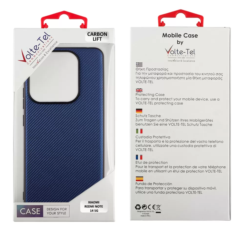 VOLTE-TEL CARBON LIFT ΘΗΚΗ XIAOMI REDMI NOTE 14 5G 6.67in  CAMERA GUARD BLUE - Image 2