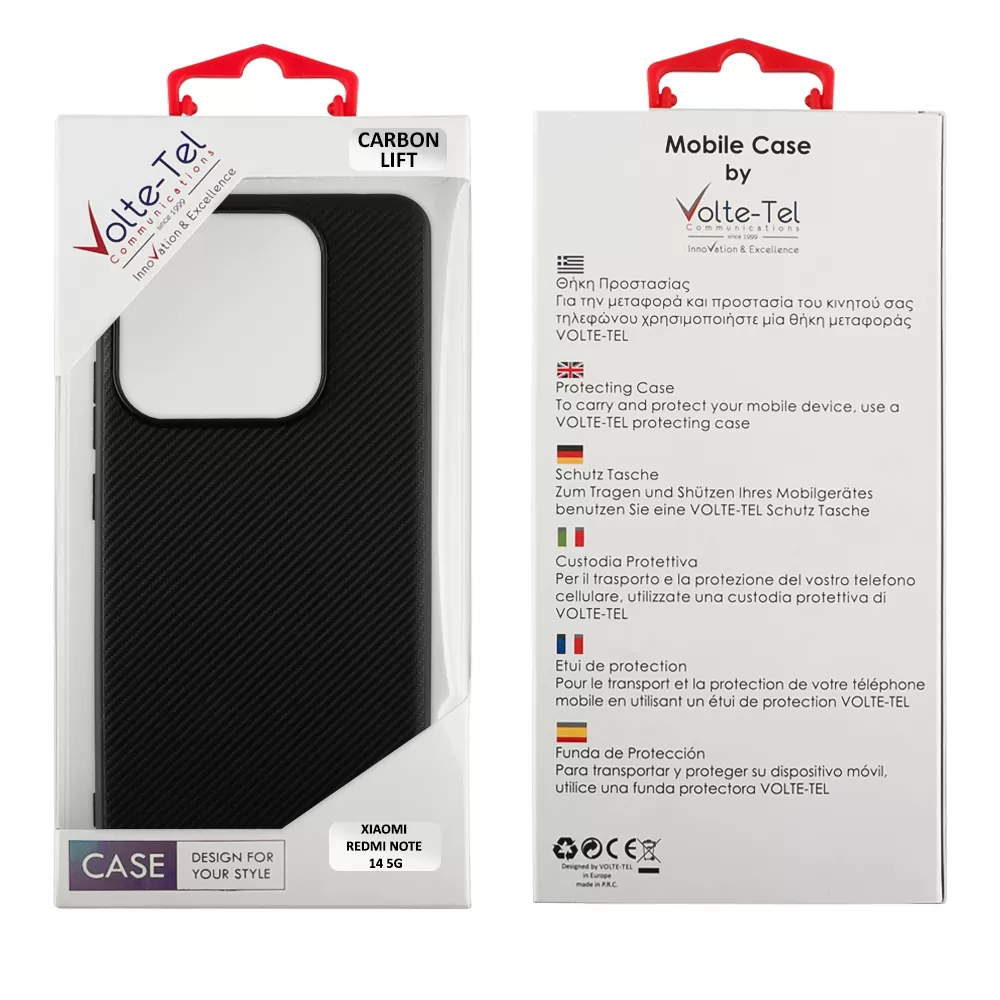 VOLTE-TEL CARBON LIFT ΘΗΚΗ XIAOMI REDMI NOTE 14 5G 6.67in  CAMERA GUARD BLACK - Image 2