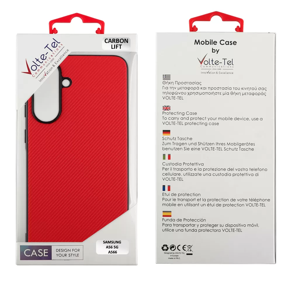 VOLTE-TEL CARBON LIFT ΘΗΚΗ SAMSUNG A56 5G A566 6.7in  CAMERA GUARD RED - Image 2