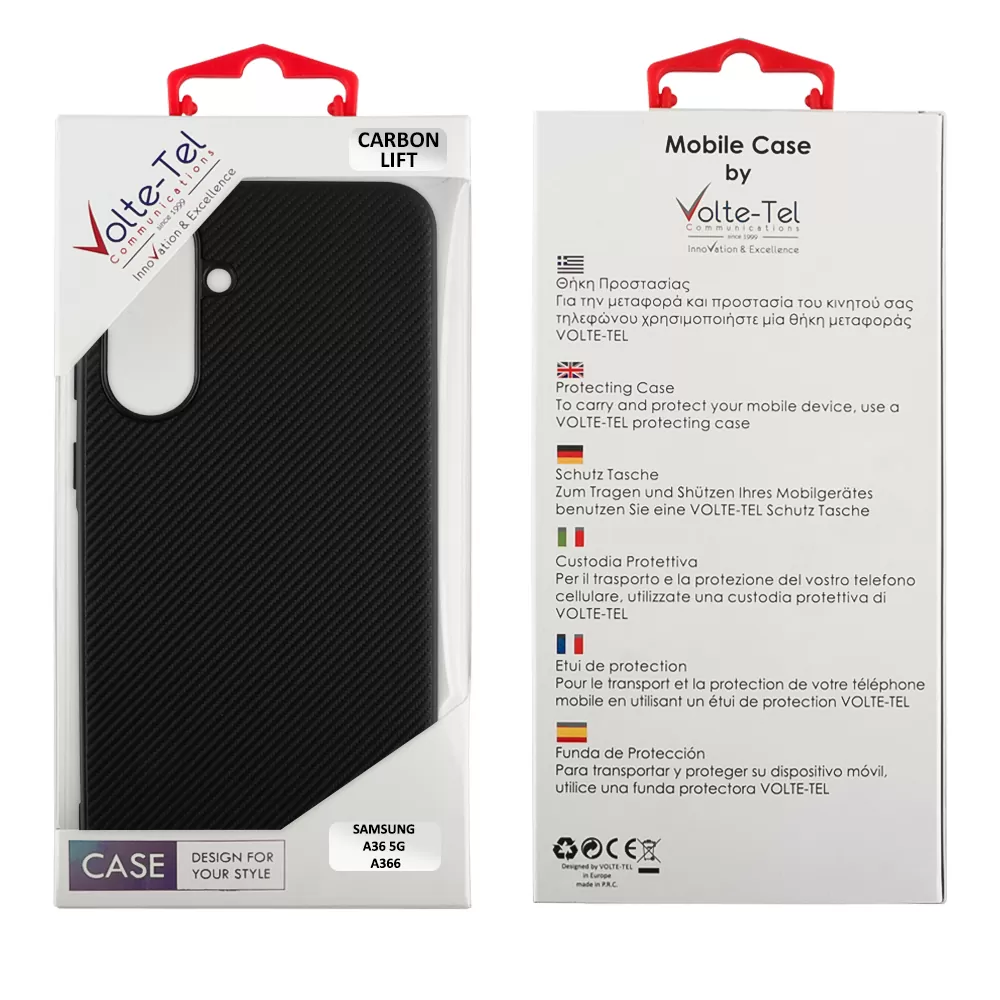 VOLTE-TEL CARBON LIFT ΘΗΚΗ SAMSUNG A36 5G A366 6.7in  CAMERA GUARD BLACK - Image 2