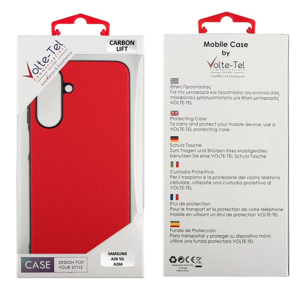 VOLTE-TEL CARBON LIFT ΘΗΚΗ SAMSUNG A26 5G A266 6.7in  CAMERA GUARD RED - Image 2