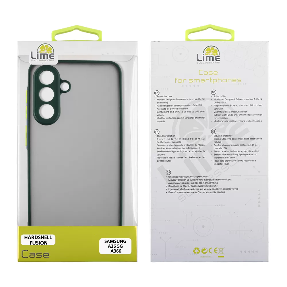 LIME HARDSHELL FUSION ΘΗΚΗ SAMSUNG A36 5G A366 6.7in  FULL CAMERA PROTECTION GREEN WITH YELLOW KEYS - Image 2