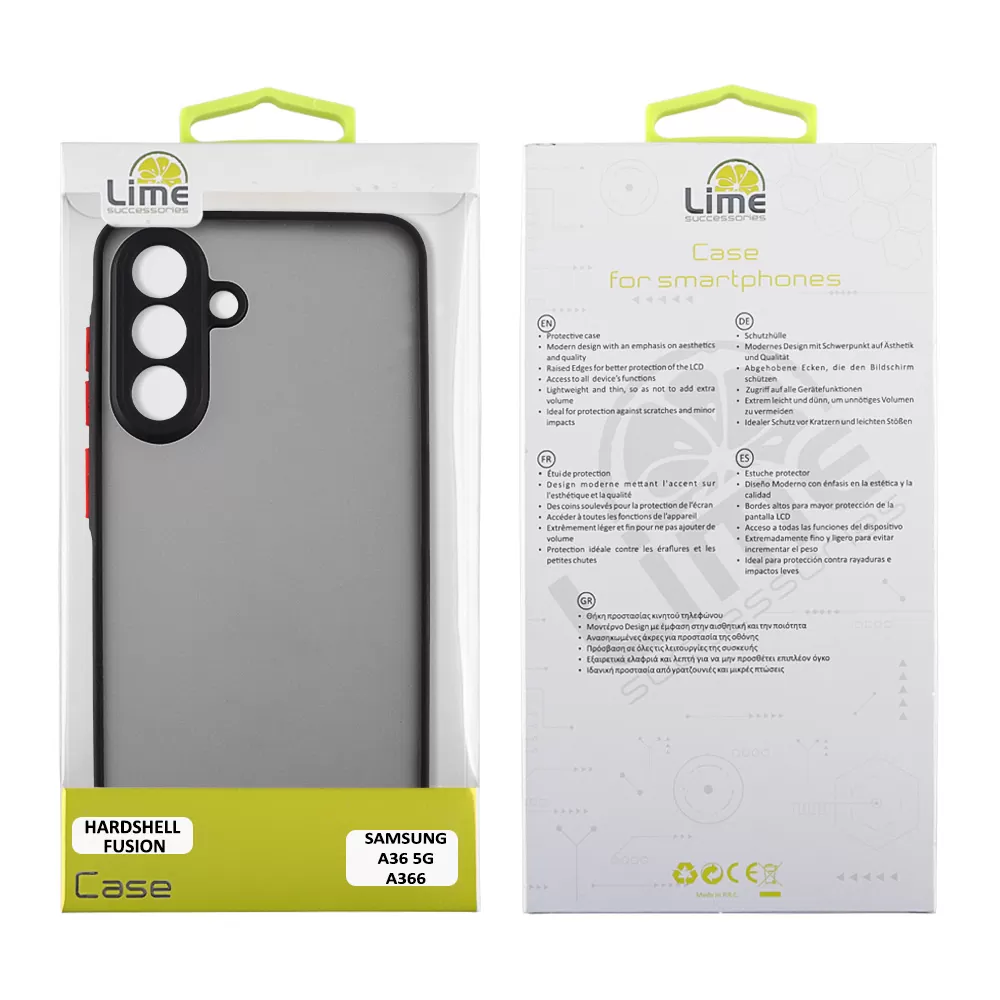 LIME HARDSHELL FUSION ΘΗΚΗ SAMSUNG A36 5G A366 6.7in  FULL CAMERA PROTECTION BLACK WITH RED KEYS - Image 2