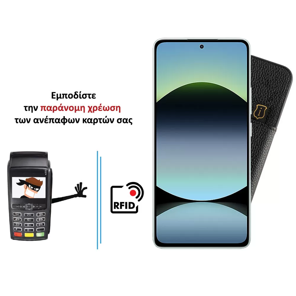 IDOL 1991 ANTI-RFID LEATHER SMART WALLET ΘΗΚΗ XIAOMI REDMI NOTE 14 5G 6.67in CAMERA GUARD BLACK - Image 4