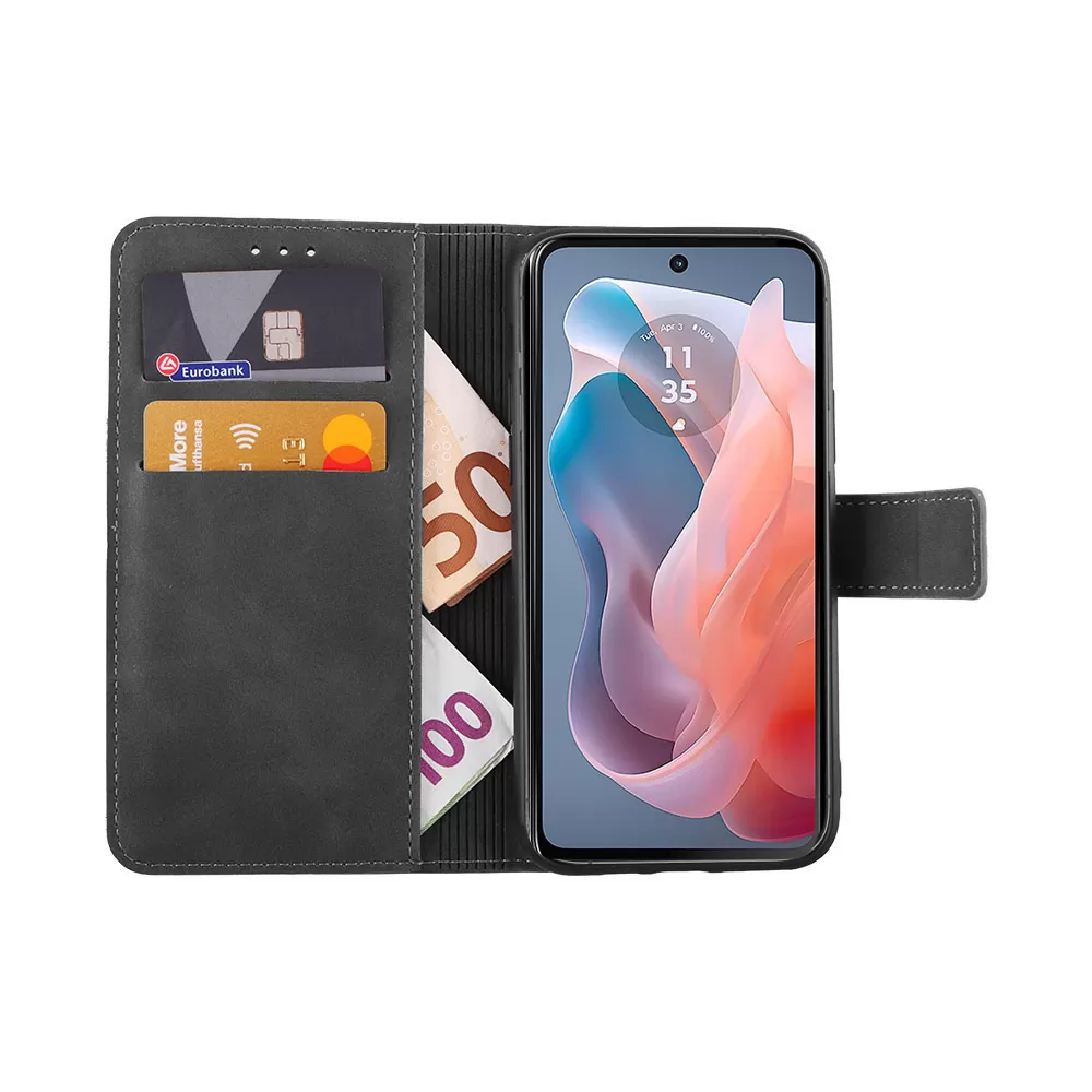 LIME ESSENTIAL ΘΗΚΗ MOTOROLA MOTO G POWER 5G 6.8in  MAGNET BOOK STAND CLIP GREY - Image 5