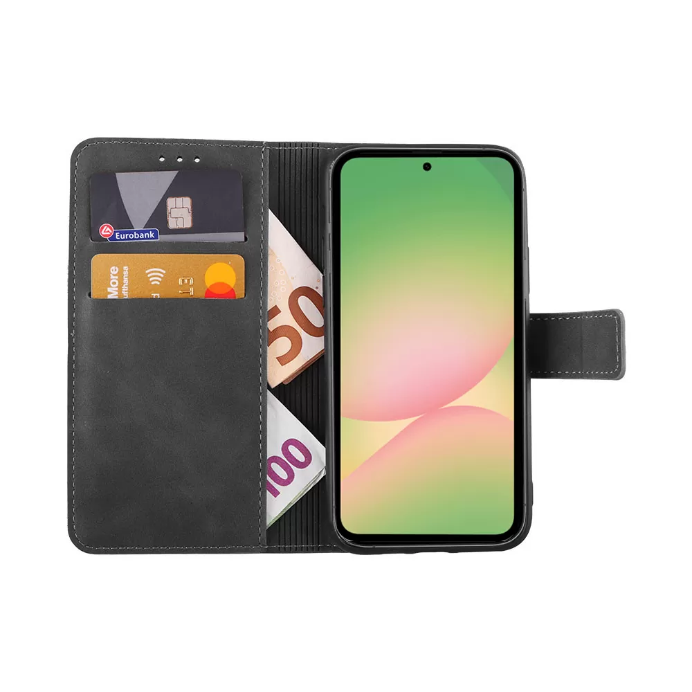 LIME ESSENTIAL ΘΗΚΗ SAMSUNG A56 5G A566 6.7in  MAGNET BOOK STAND CLIP GREY - Image 5