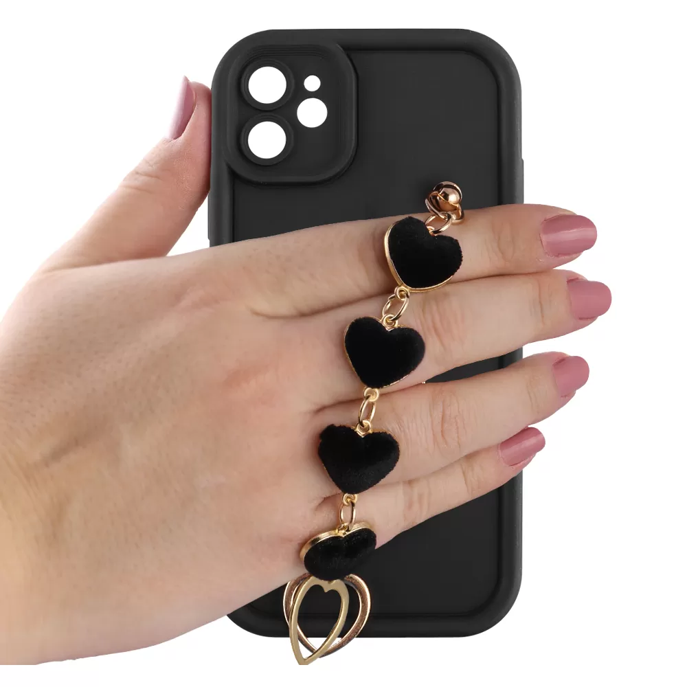 VOLTE-TEL SILICON TPU WITH STRAP ΘΗΚΗ IPHONE 11 6.1in  FULL CAMERA PROTECTION BLACK WITH BLACK HEARTS - Image 5