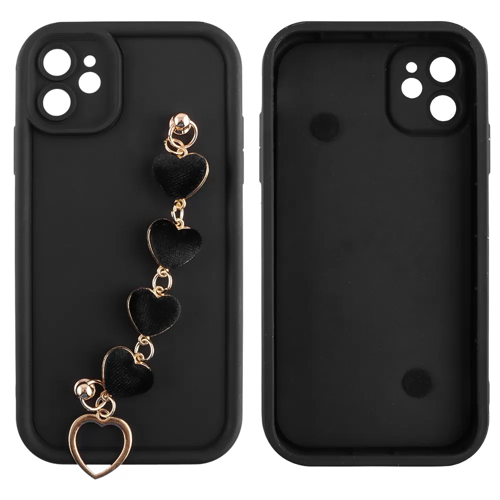 VOLTE-TEL SILICON TPU WITH STRAP ΘΗΚΗ IPHONE 11 6.1in  FULL CAMERA PROTECTION BLACK WITH BLACK HEARTS - Image 3