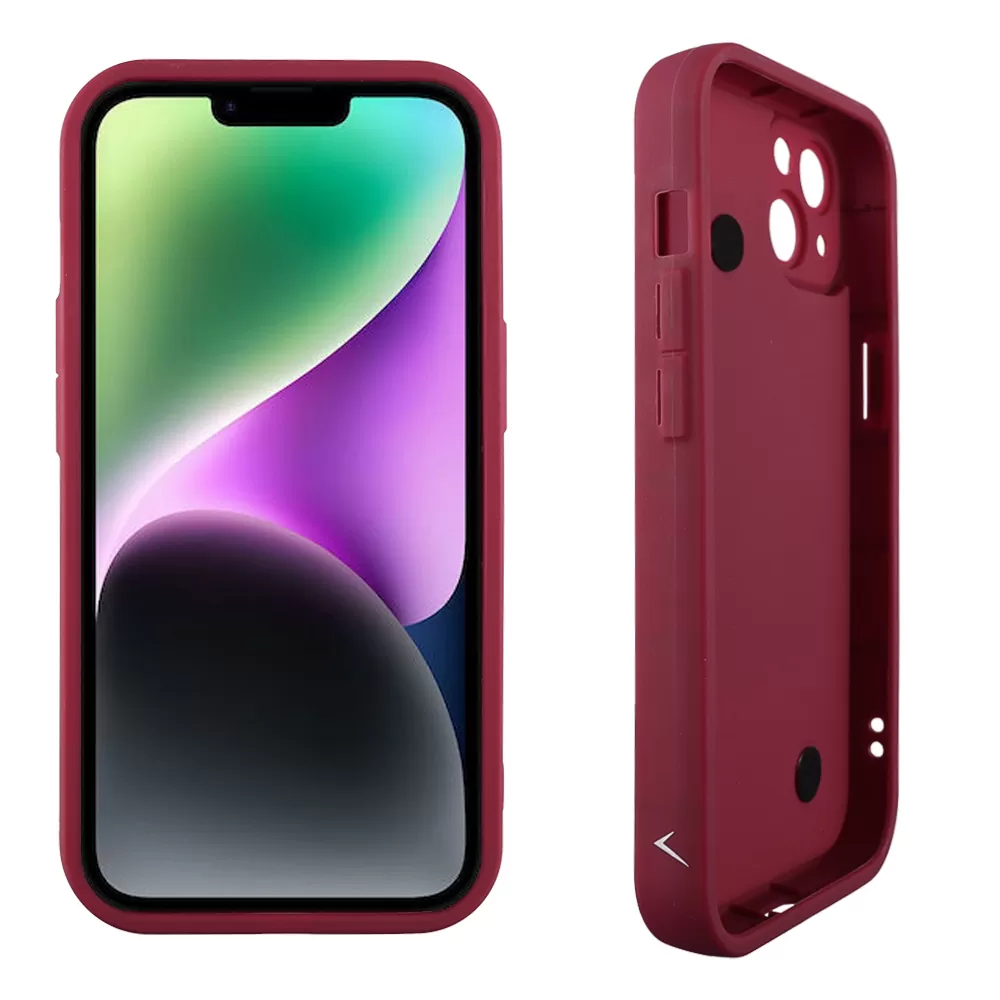 VOLTE-TEL SILICON TPU WITH STRAP ΘΗΚΗ IPHONE 14 6.1in  FULL CAMERA PROTECTION BURGUNDY WITH RED HEARTS - Image 4